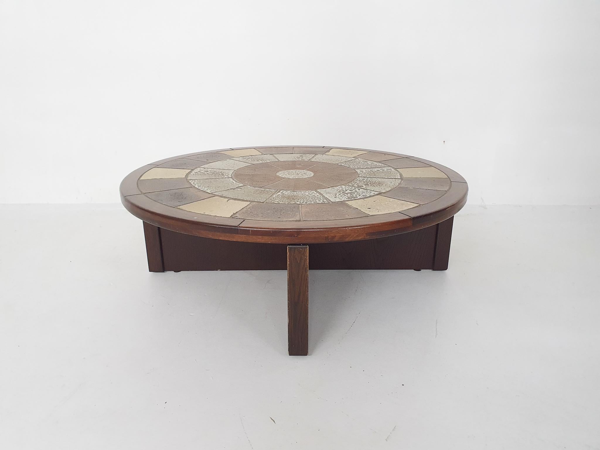 Tue Poulsen for Haslev Møbelsnedkeri, Stone and Oak Coffee Table, Denmark 1960's For Sale 8