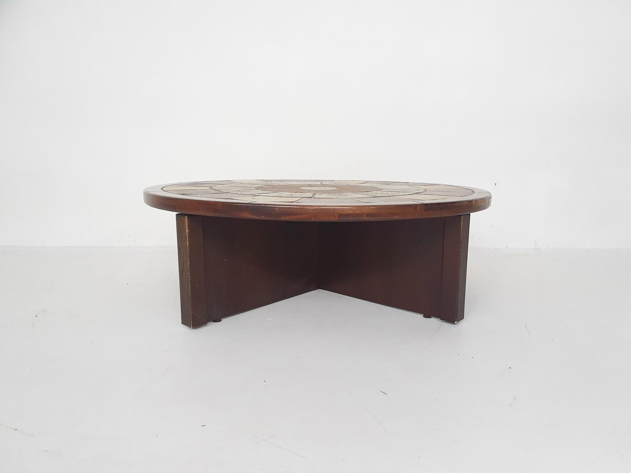 Danish Tue Poulsen for Haslev Møbelsnedkeri, Stone and Oak Coffee Table, Denmark 1960's For Sale