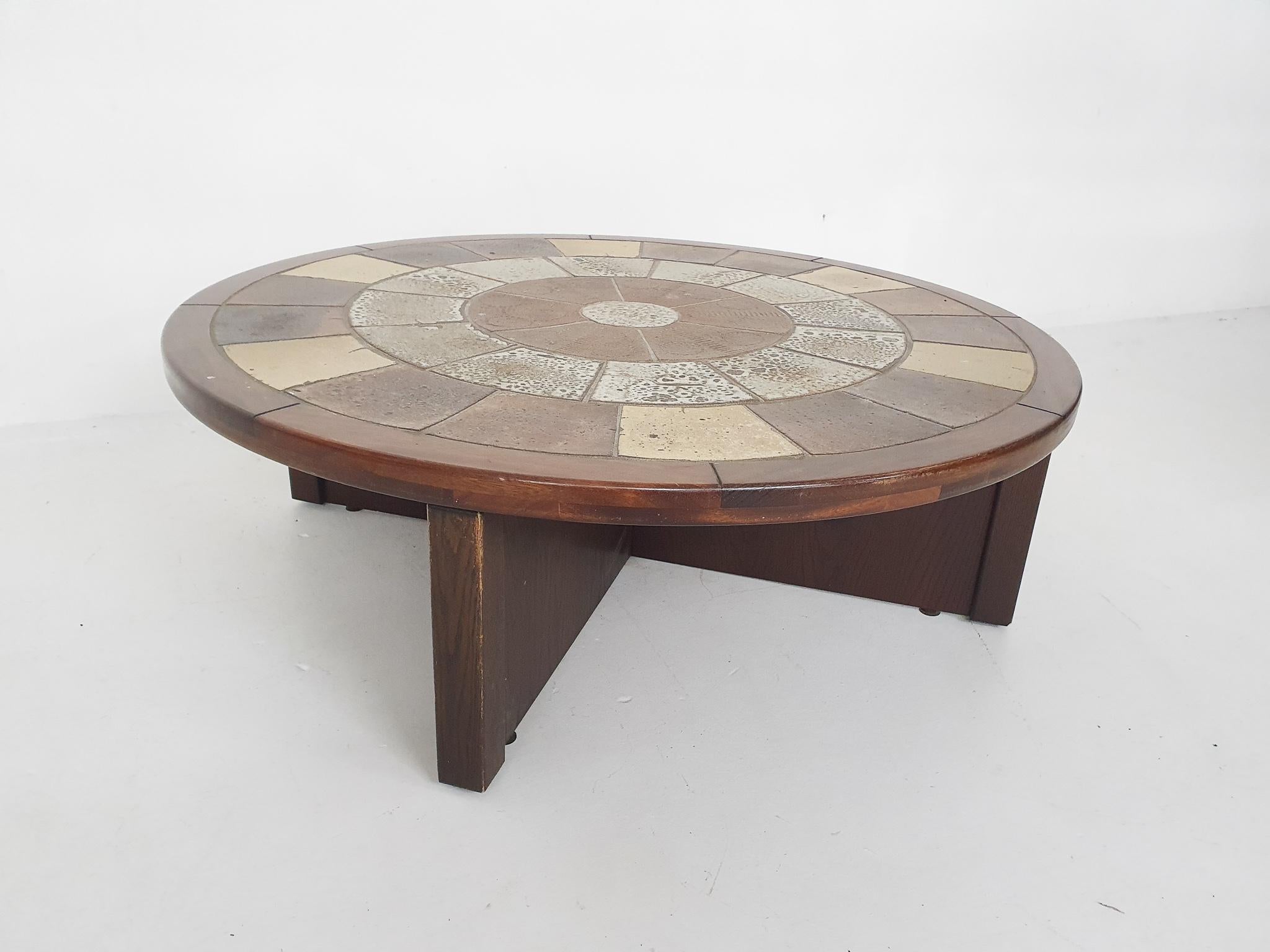 Tue Poulsen for Haslev Møbelsnedkeri, Stone and Oak Coffee Table, Denmark 1960's For Sale 1