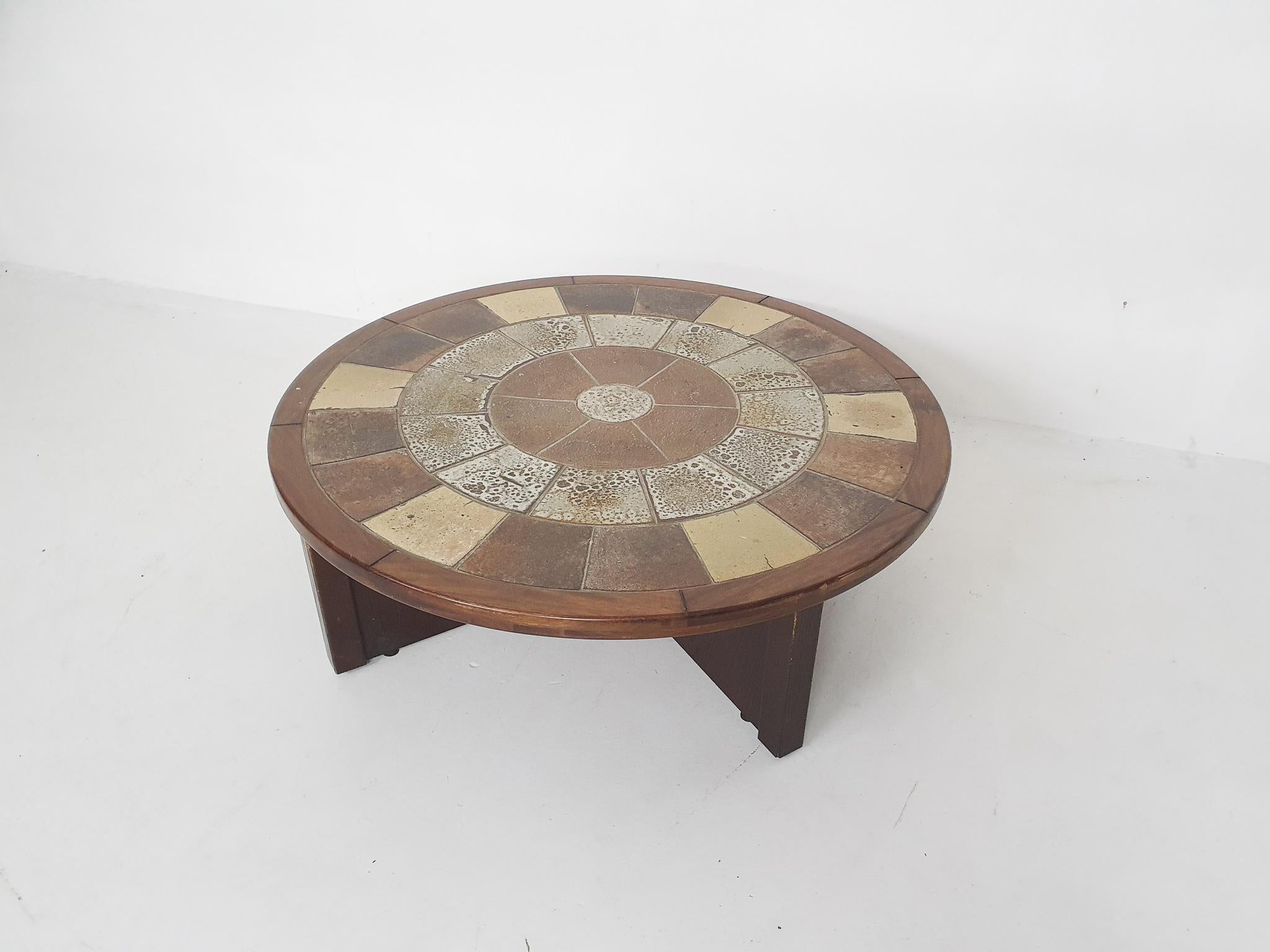Tue Poulsen for Haslev Møbelsnedkeri, Stone and Oak Coffee Table, Denmark 1960's For Sale 2