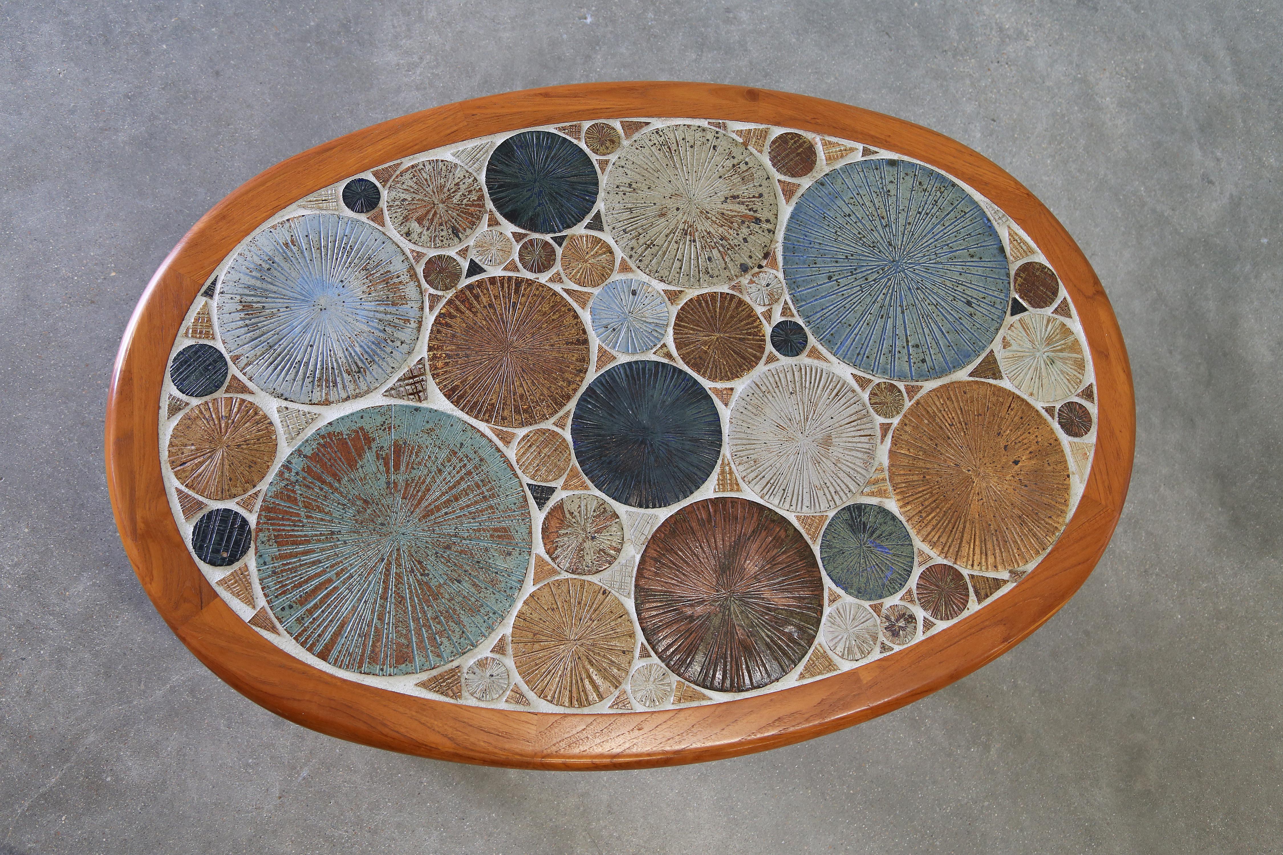 Tue Poulsen for Haslev Møbelsnedkeri Teak and Ceramic Coffee Table 1960s Danish 1