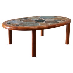 Tue Poulsen for Haslev Møbelsnedkeri Teak and Ceramic Coffee Table 1960s Danish