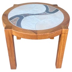 Tue Poulsen Handcrafted Cocktail/End Table for Haslev, Ceramic Tile Solid Teak