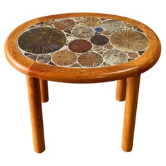 Tue Poulsen, Handcrafted Side or End Table for Haslev, Ceramic Tile Solid Teak