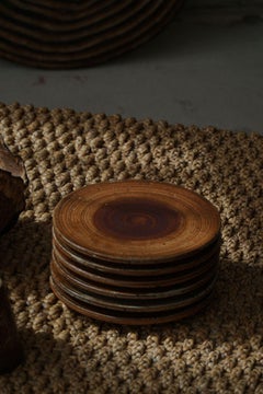 Tue Poulsen, Set of 6 Ceramic Plates in Earthern Colors, Danish Modern, 1960s
