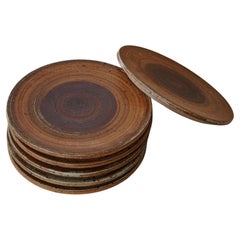Tue Poulsen, Set of 6 Ceramic Plates in Earthern Colors, Danish Modern, 1960s