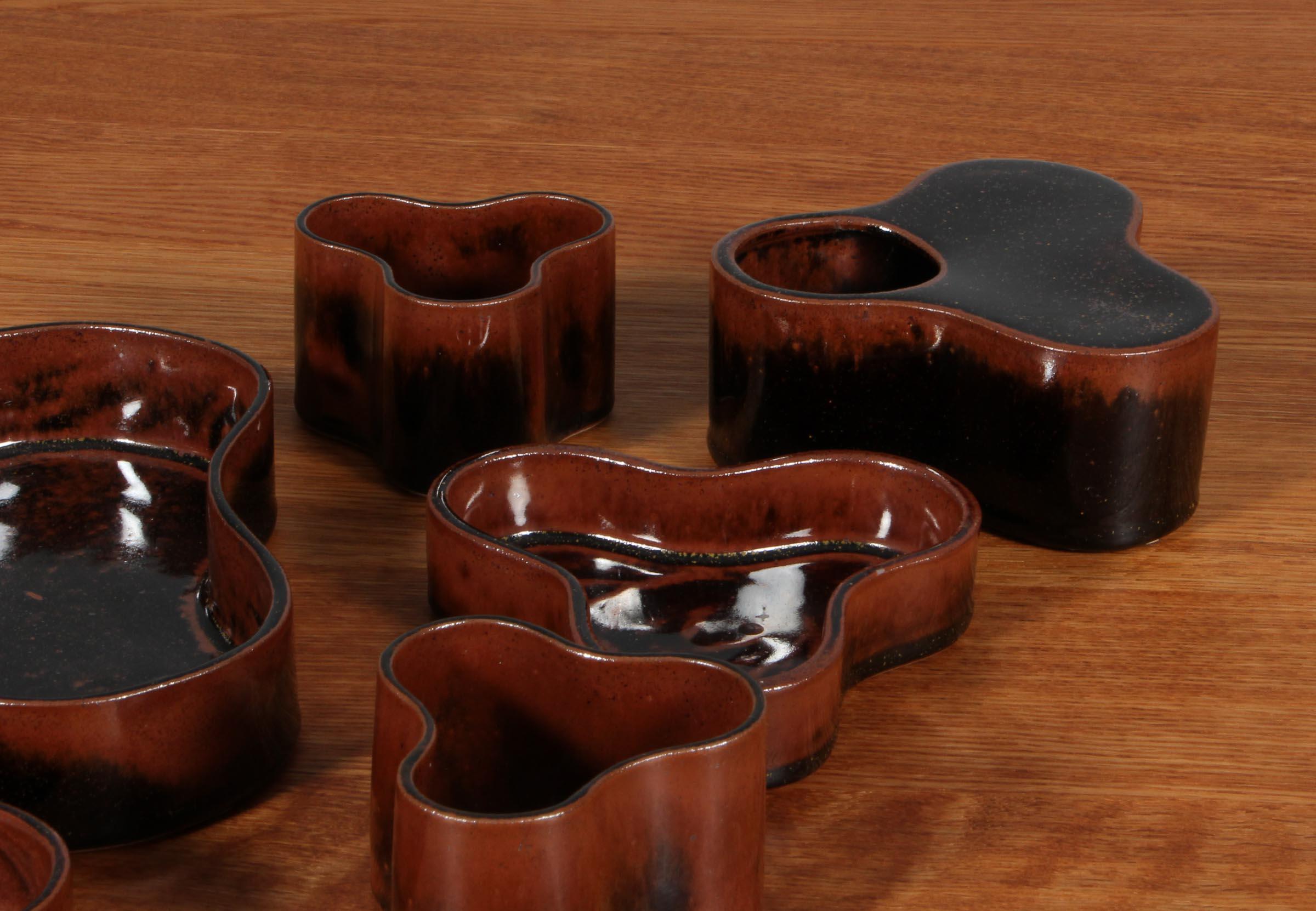 Danois Six vases et bols Tue Poulsen en vente