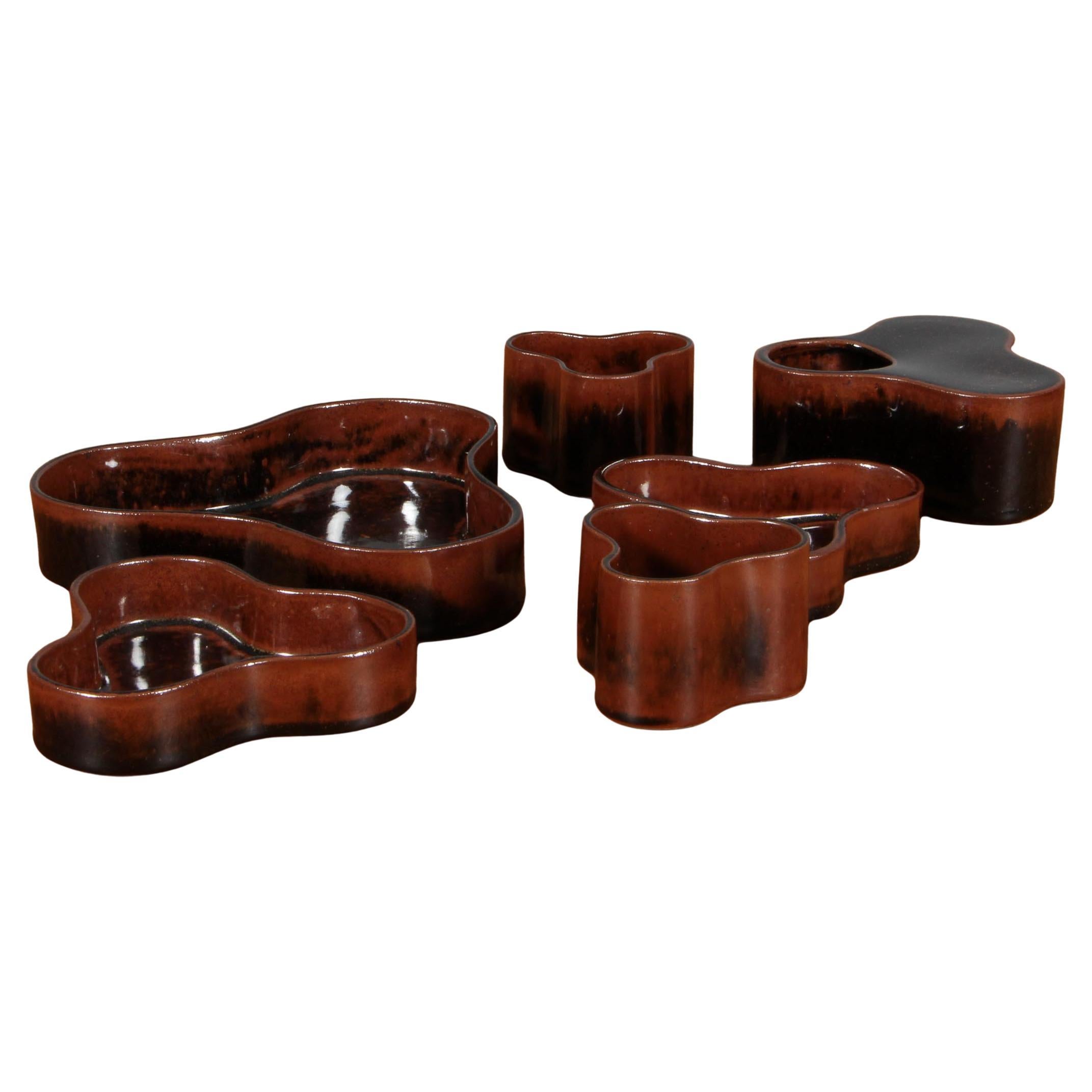 Tue Poulsen six Vases and bowls