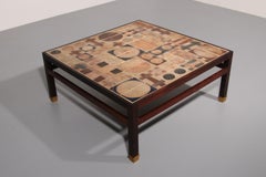 Tavolino quadrato con piano a piastrelle di Tue Poulsen in Wengé di Erik Wørts Danmark 1960s