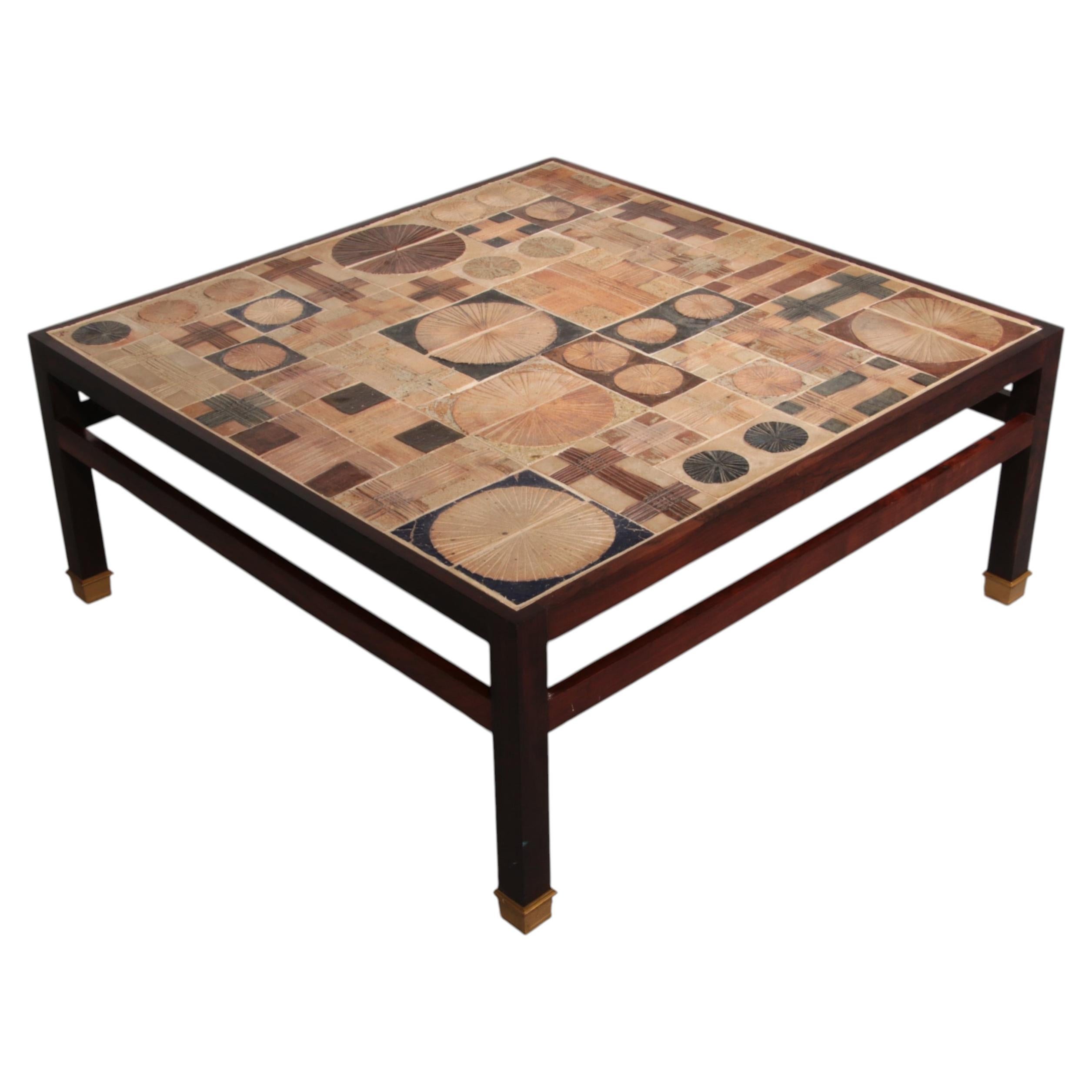 Tue Poulsen Square Tile Top Coffee Table of Wengé by Erik Wørts Danmark 1960s
