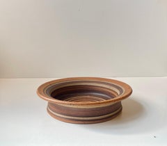 Tue Poulsen Stoneware Dish With Spiral Glaze, 1970s