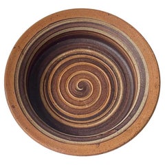 Tue Poulsen Stoneware Dish With Spiral Glaze, 1970s