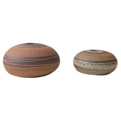Tue Poulsen Striped Vases in Glazed Stoneware, Danish Modern 1970s