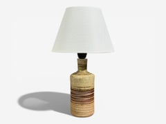 Tue Poulsen, Table Lamp, Beige Ceramic, Denmark, 1950s