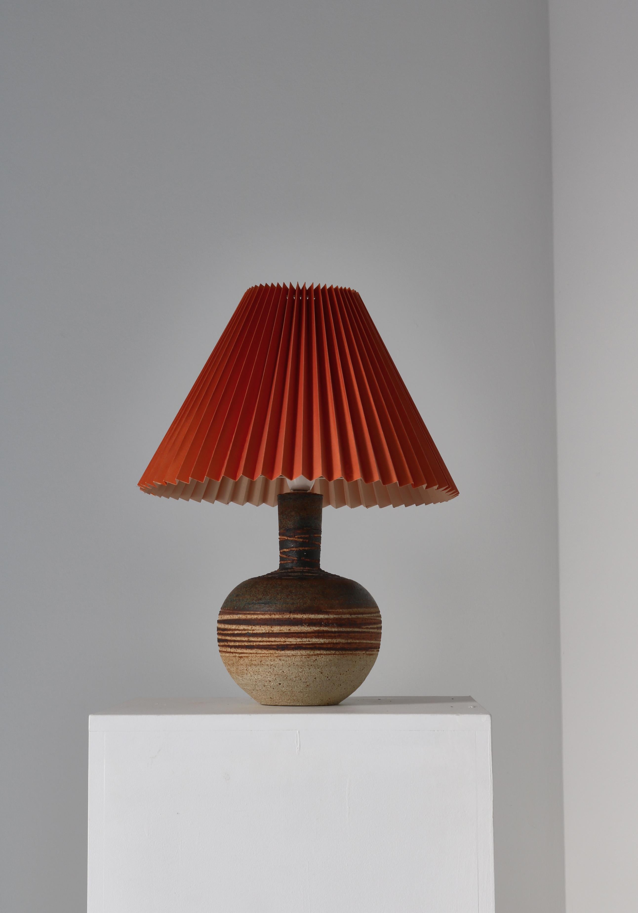 Danish Tue Poulsen Table Lamp Scandinavian Modern Ceramic in Earth Colors, 1960s For Sale