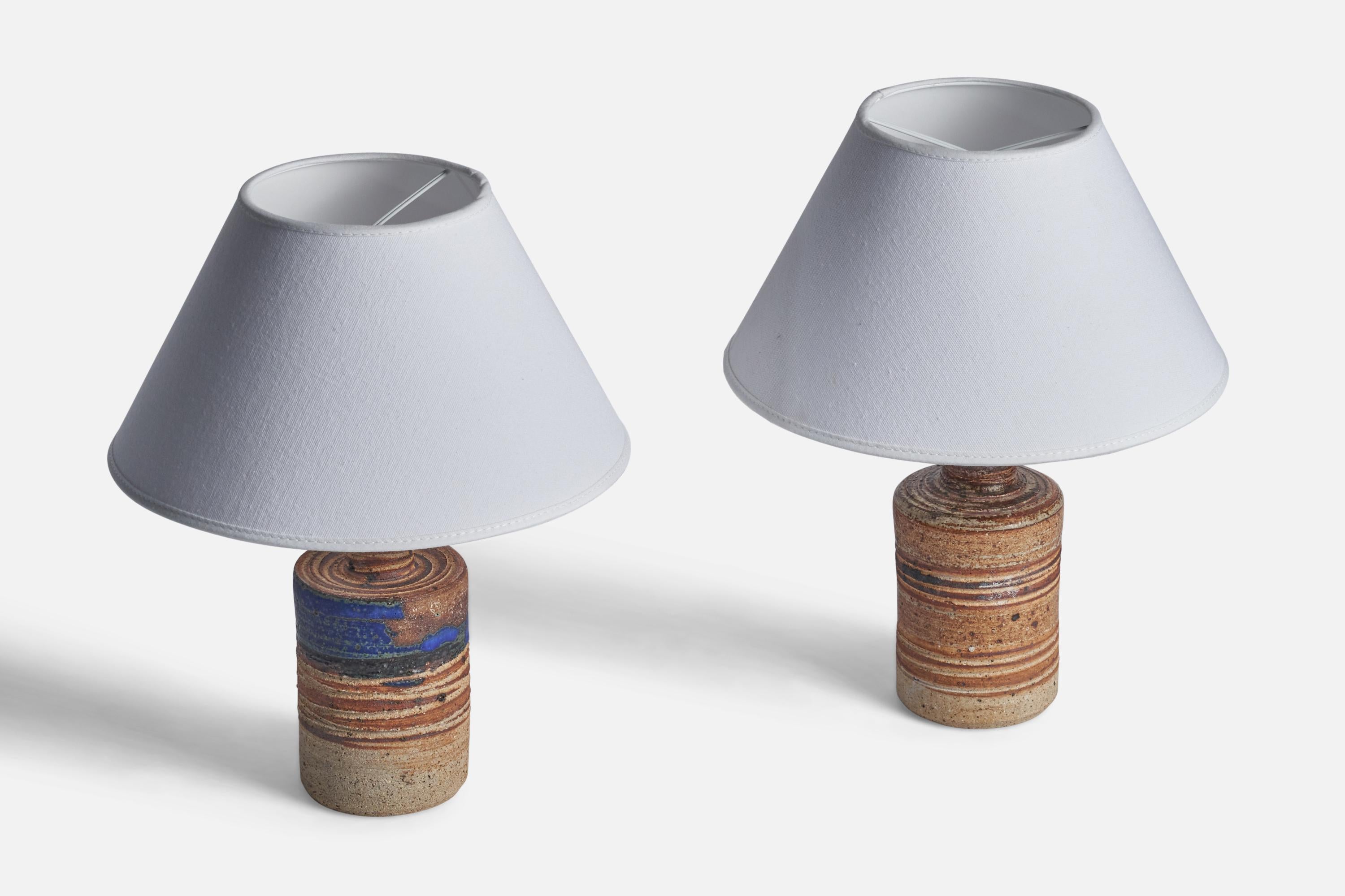 Mid-Century Modern Tue Poulsen, Table Lamps, Stoneware, Sweden, 1960s For Sale