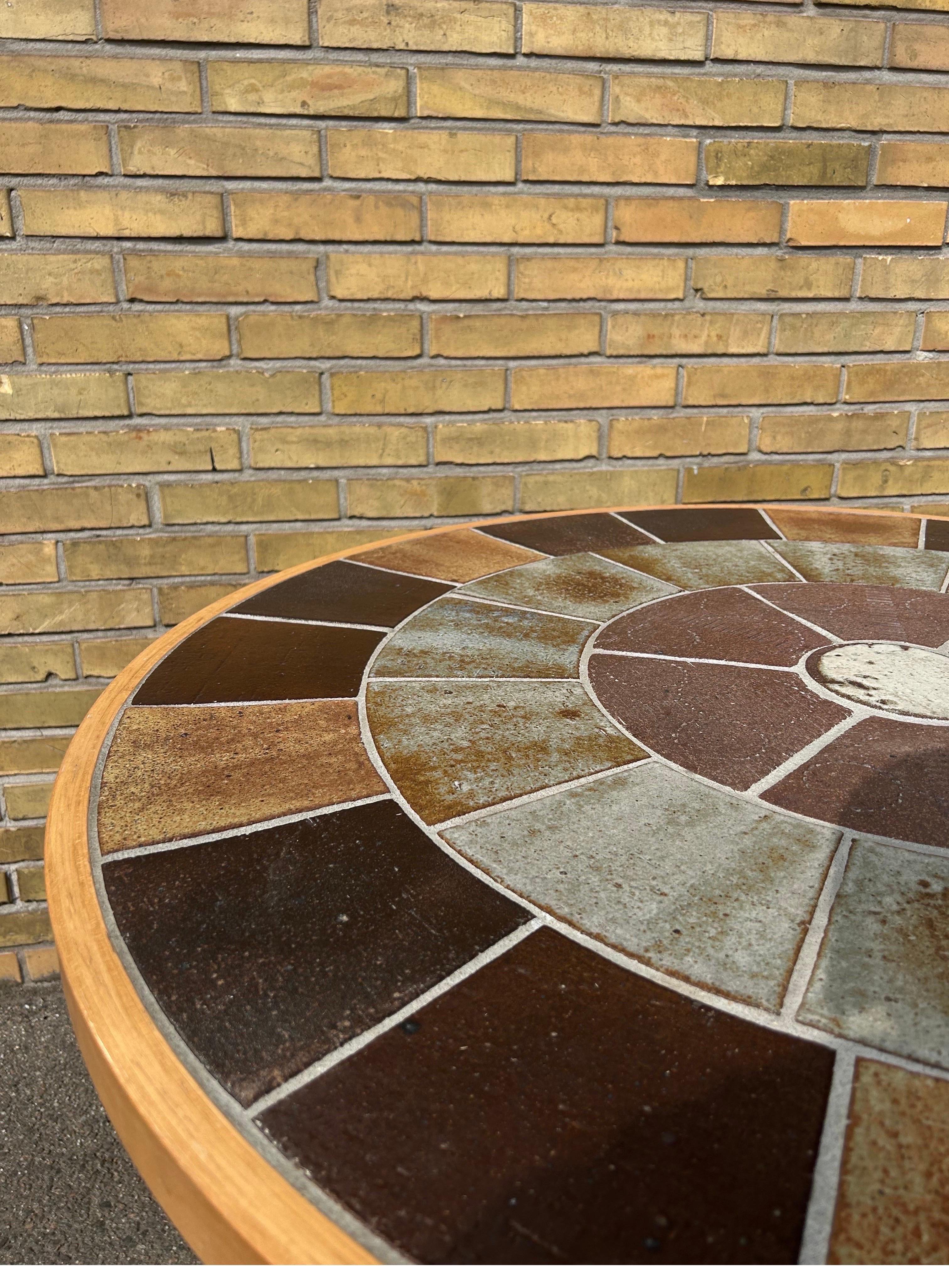 dining table with tiles on top
