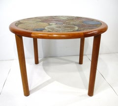 Tue Poulsen Tile Top Teak Round Dining Table for Haslev Denmark