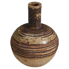 Vase von Tue Poulsen, braun glasiertes Steingut, Dänemark, 1970er Jahre