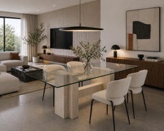 Tuerca MidCentury 90s Dining Table Italian Travertine Marble Contemporary Design