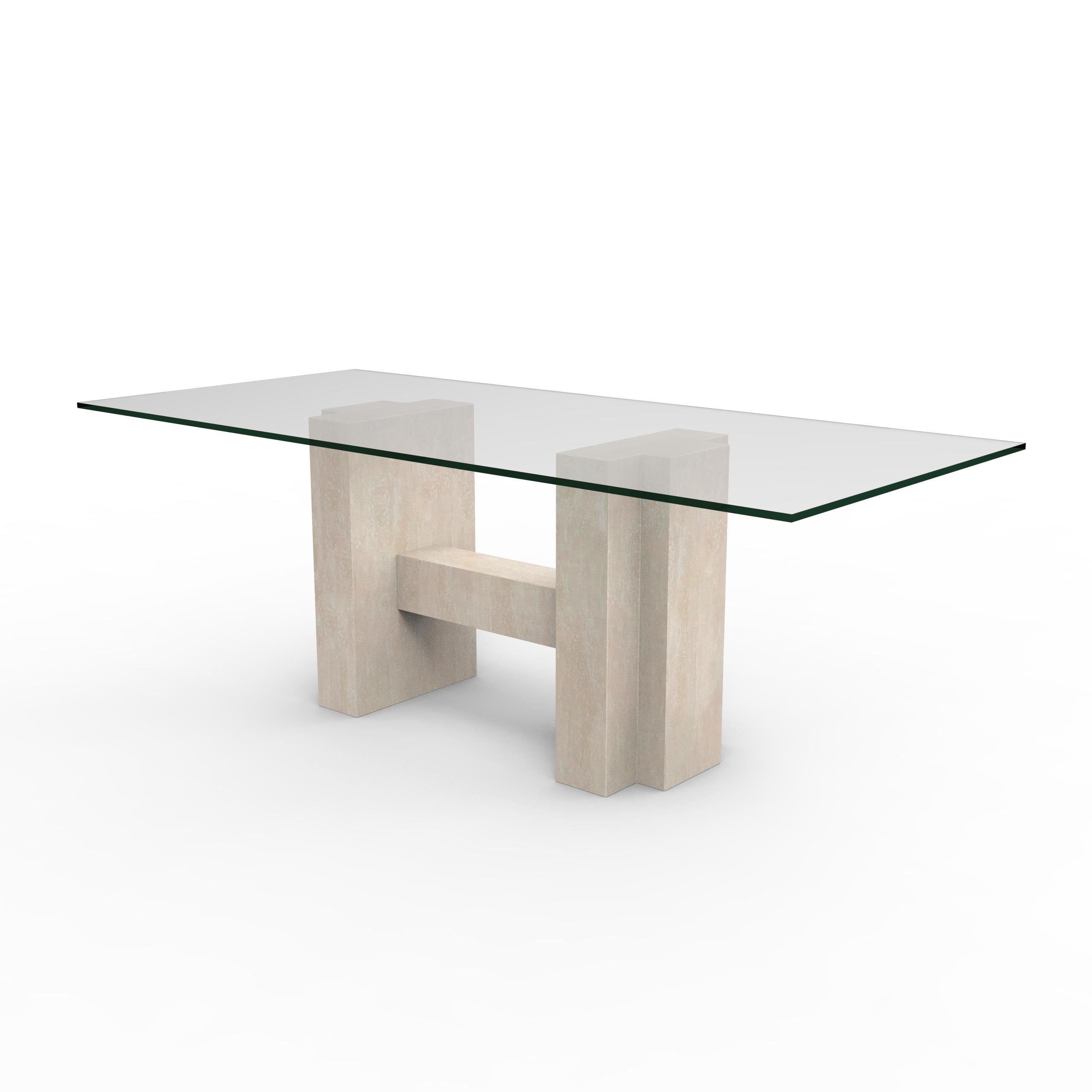 Fin du 20e siècle Tuerca MidCentury 90s Dining Table Italian Travertine Marble Contemporary Design en vente