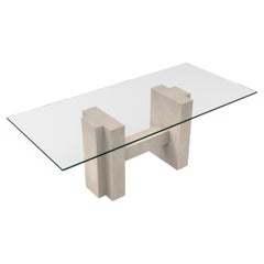 Tuerca MidCentury 90s Dining Table Italian Travertine Marble Contemporary Design