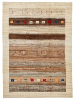 TUFENKIAN PERSIAN GABBEH TAJIK 100% wool, in natural tones with pop colors