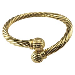 Tufenkjian 18 Karat Yellow Gold Stretch Cable Cuff Bypass Bracelet #20768
