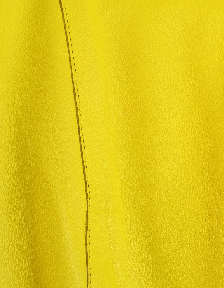 Tufi Duek Yellow Leather Front Zip Jacket IT40 For Sale at 1stDibs