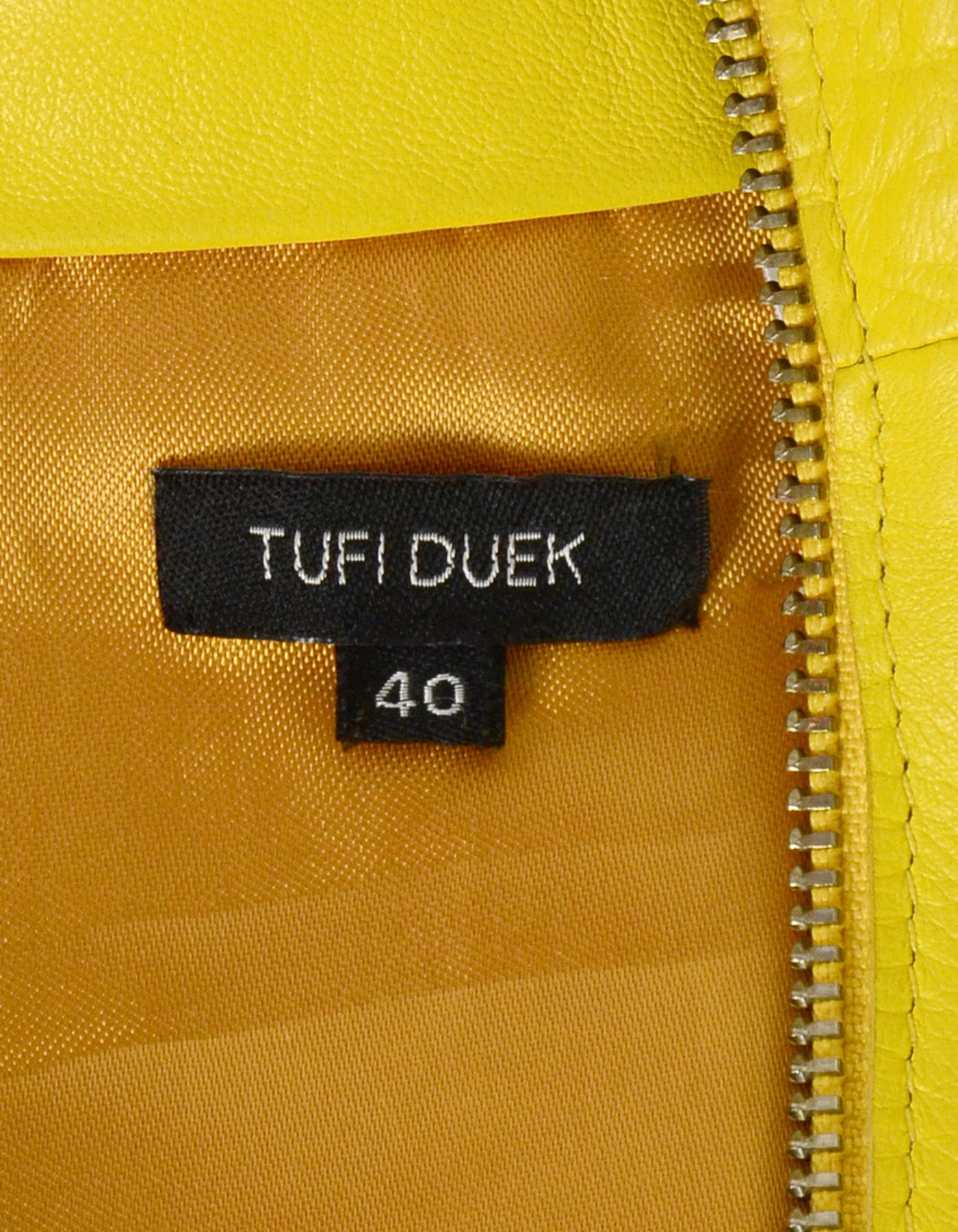 Women's or Men's Tufi Duek Yellow Leather Front Zip Jacket IT40