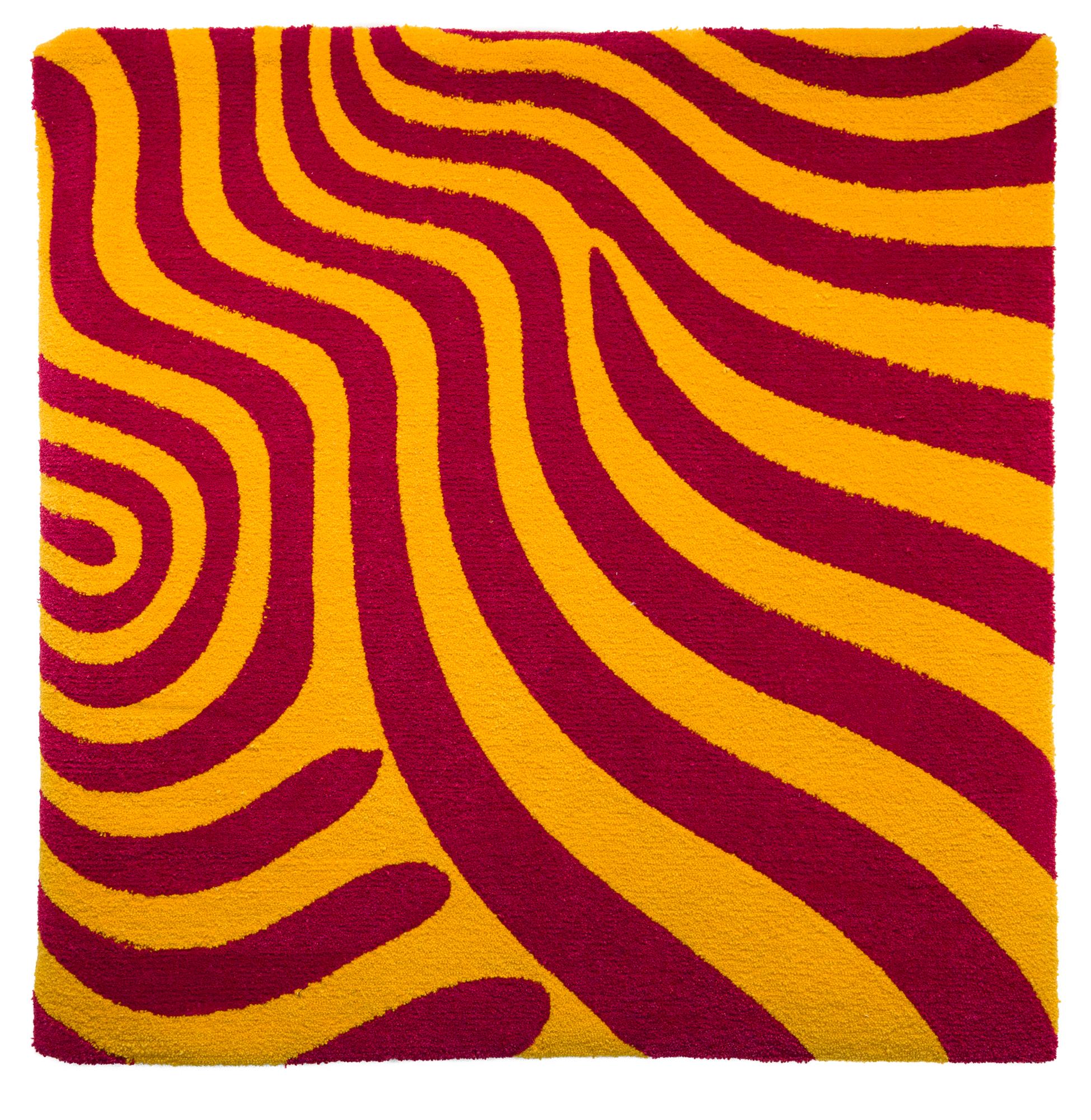"DALL·E 2023-04-23 11.28.12" Large red and yellow textured, patterned rug