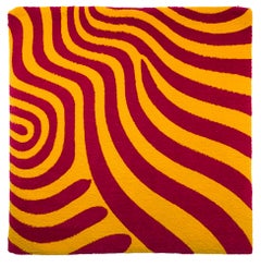 "DALL·E 2023-04-23 11.28.12" Large red and yellow textured, patterned rug