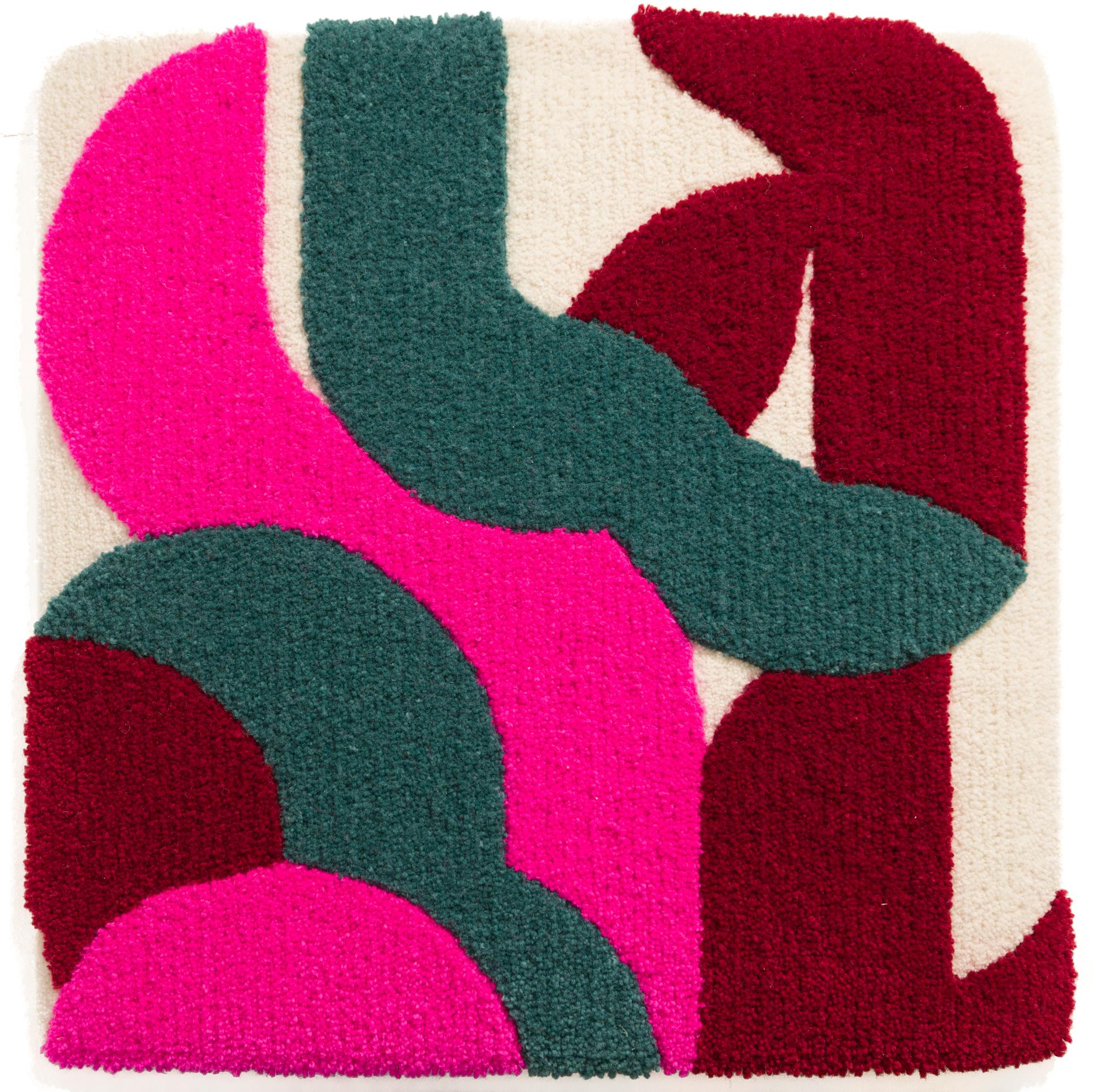 "DALL-E 2023-05-30 07.23.46" Abstrakter Wandbehang in rosa, grün und rot mit Textur