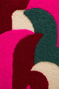 "DALL·E 2023-05-30 07.23.49" Textured, vibrant pink, green, red tufted piece