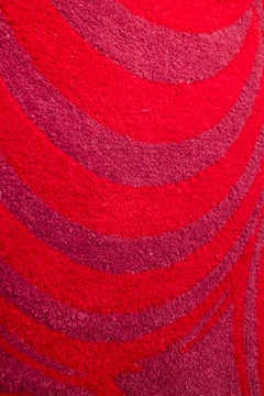 "DALL·E 2023-07-01 07.26.12" Large, red, tufted rug/wall-hanging with 3-D design