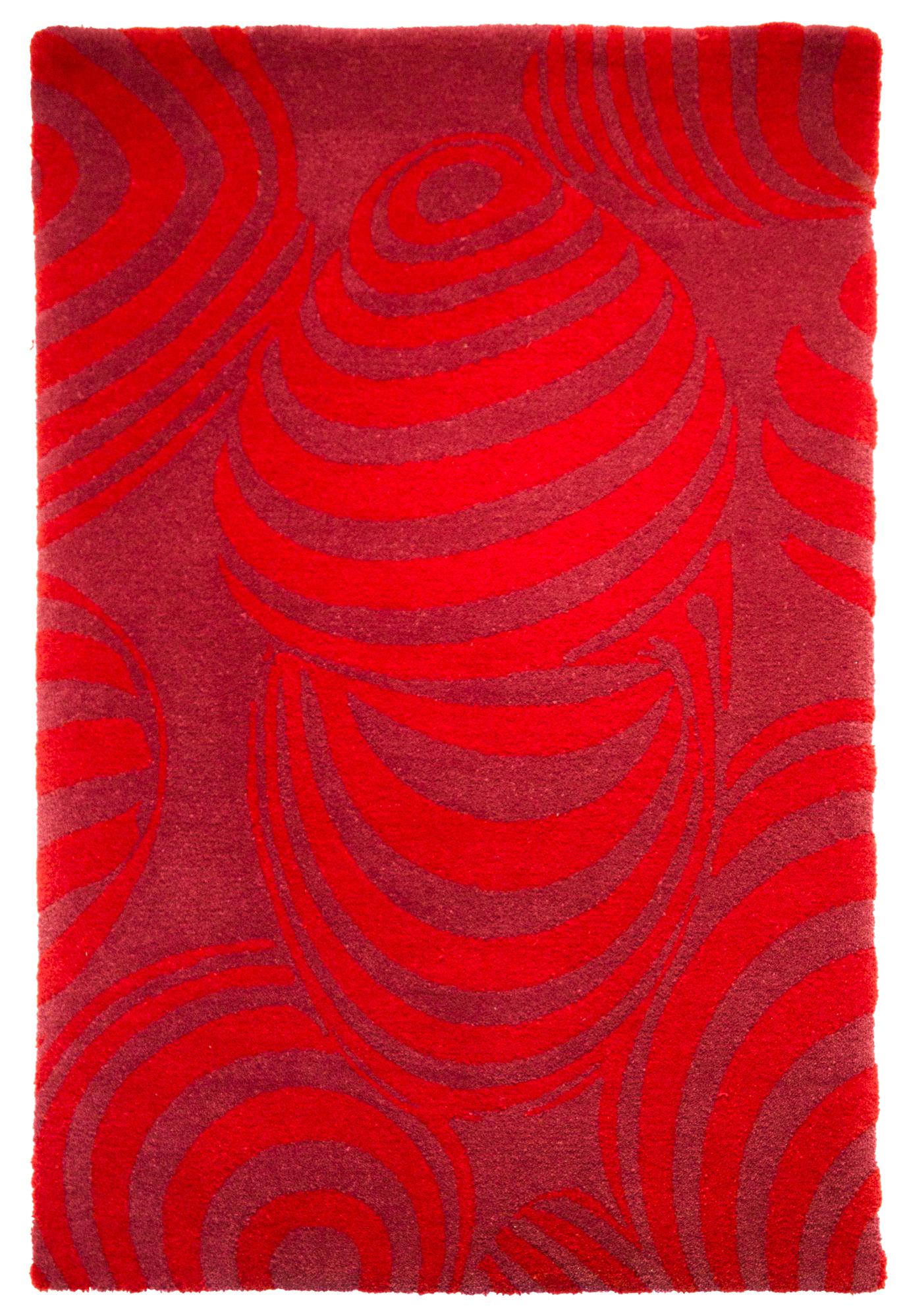 "DALL·E 2023-07-01 07.26.12" Large, red, tufted rug/wall-hanging with 3-D design