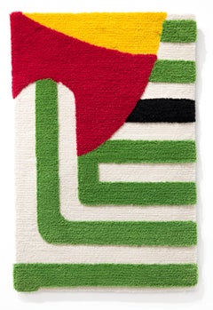 "MJ-af66128ff0c0" Arazzo/tappeto in lana astratto verde, rosso e giallo