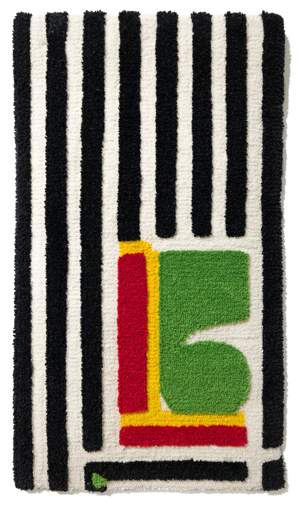 Tuft the World Abstract Sculpture - "MJ-b61a71b56ed1" Striped Hanging Tufted Tapestry