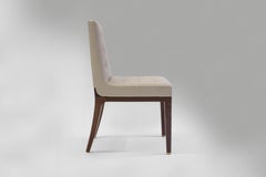 Tufted and Buttoned Side Chair Shown in Tan Leather with Medium Oakwood Legs