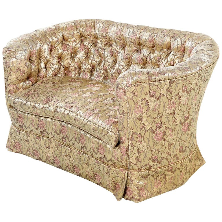 Tufted Antique Victorian Bohemian Rose Gold And Beige Floral