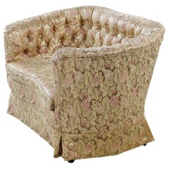 Tufted Vintage Victorian Bohemian Rose Gold and Beige Floral Settee