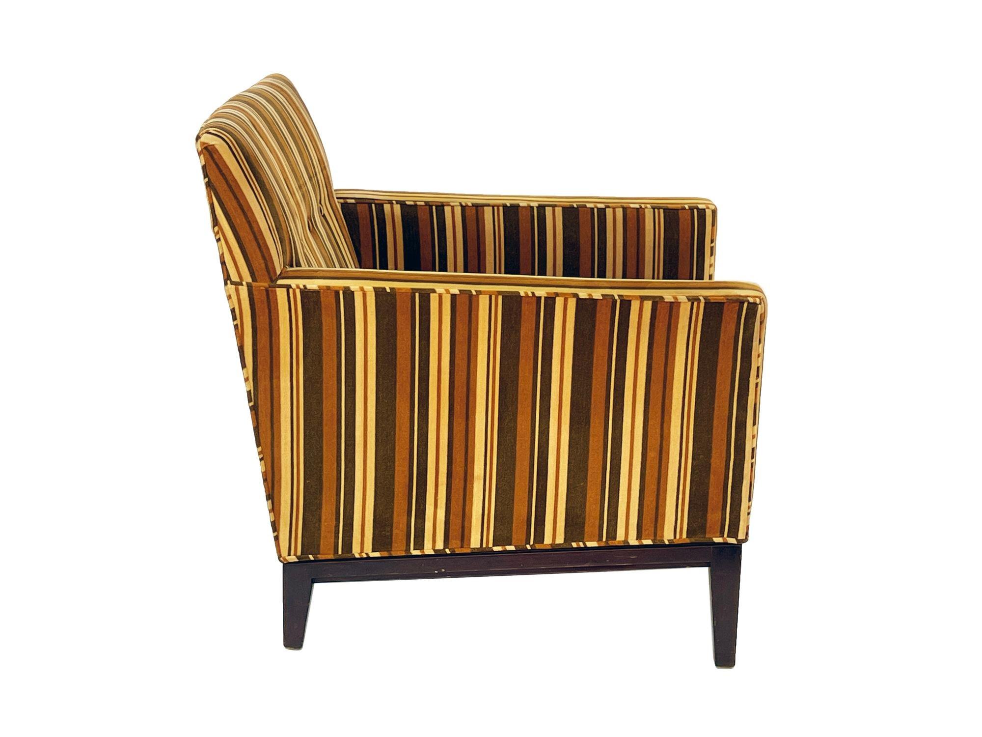 Mid-20th Century Tufted Armchair by Edward Wormley for Dunbar in Original Velvet Stripe