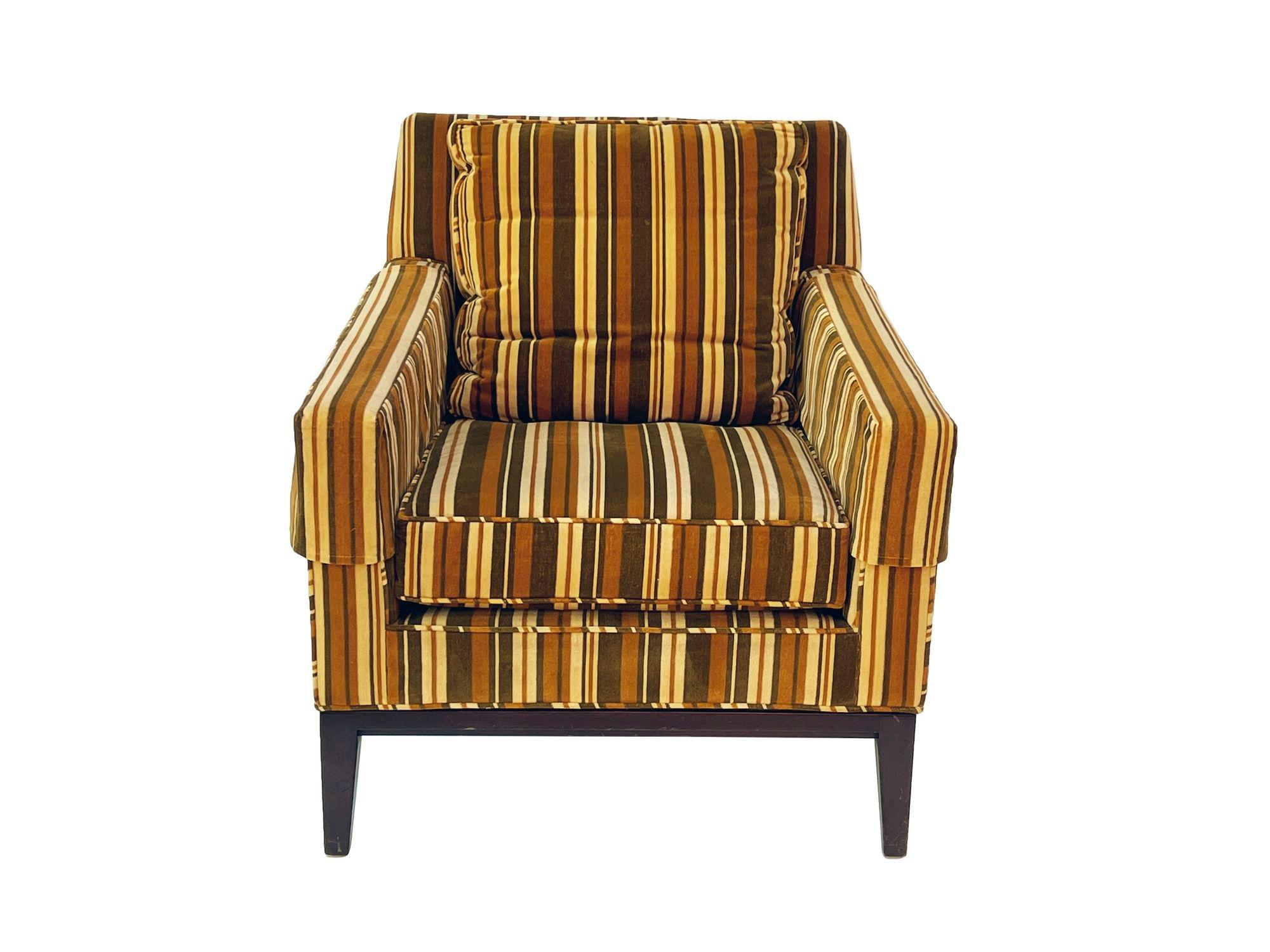 Tufted Armchair by Edward Wormley for Dunbar in Original Velvet Stripe 1