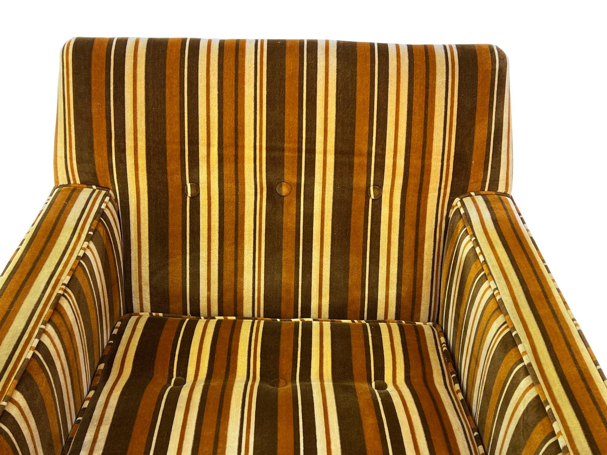 Tufted Armchair by Edward Wormley for Dunbar in Original Velvet Stripe 3
