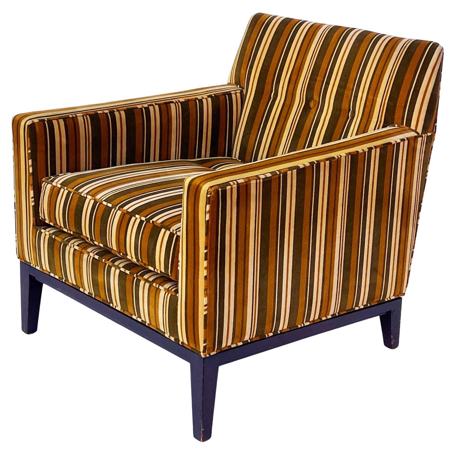 Tufted Armchair by Edward Wormley for Dunbar in Original Velvet Stripe