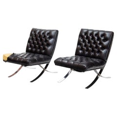 Used Tufted Barcelona-Style Chairs with Chrome Frames