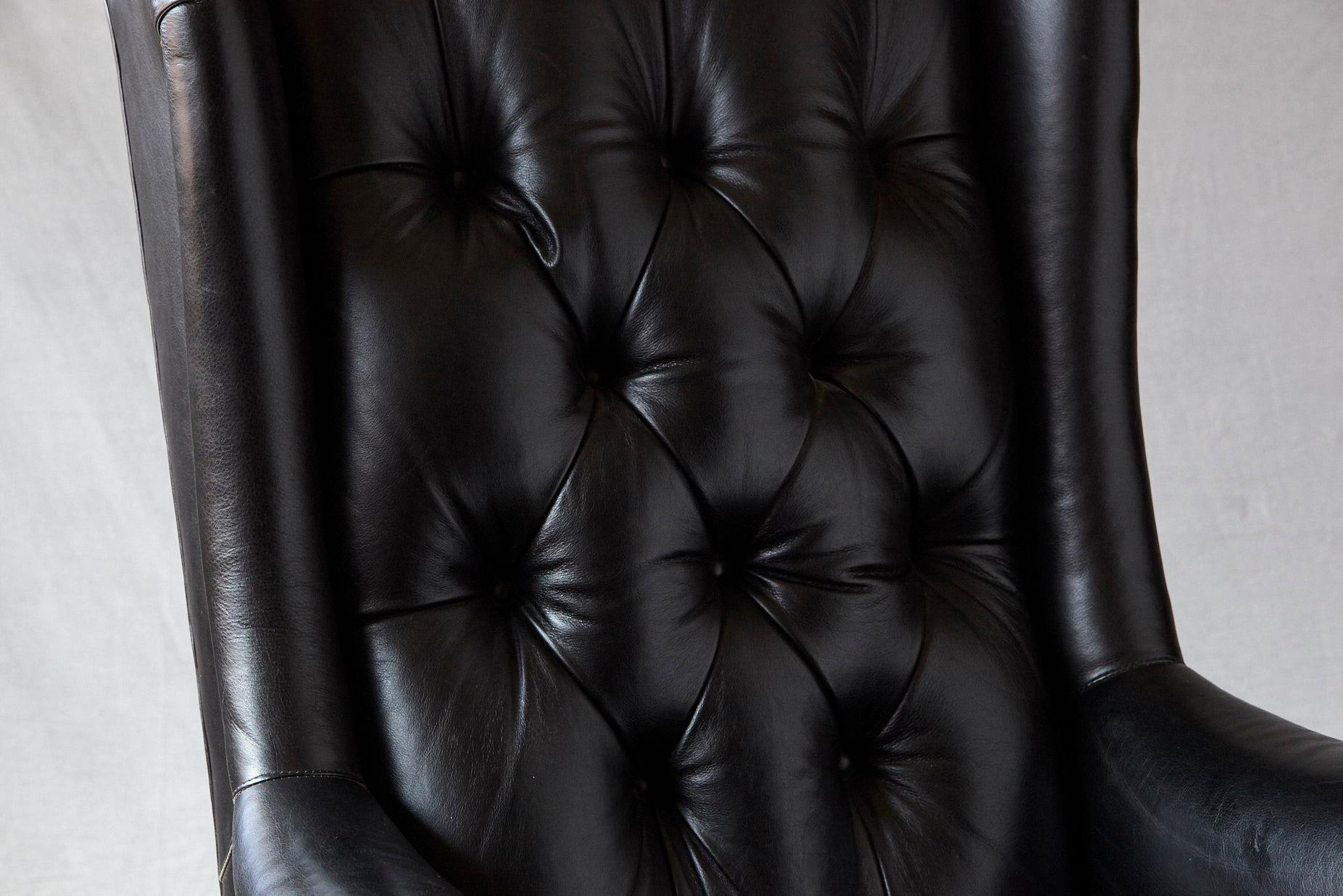 Tufted Black Leather Swivel -Tilt Executive Chair by Hancock & Moore 1