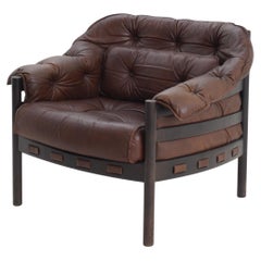 Vintage Tufted Brown Leather Chair by Arne Norell, 1960s