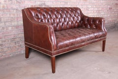 Tufted Brown Leather Chesterfield Sofa or Loveseat