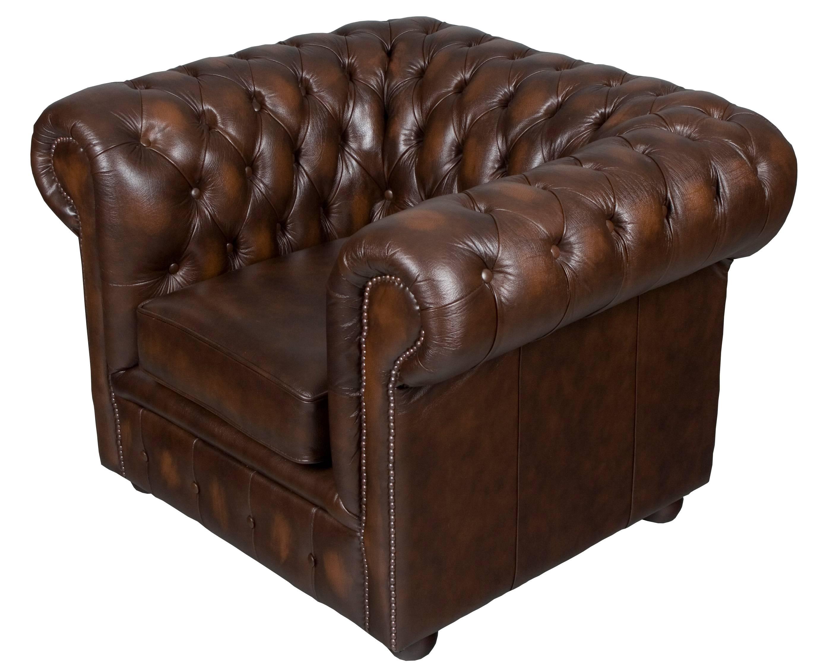 Tufted Brown Leather Club Chair 1